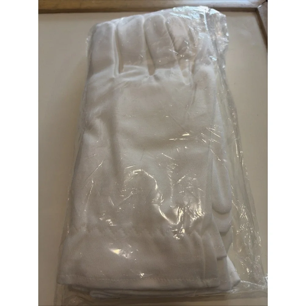 100% Organic Cotton Gloves - 5 Pairs of White Hand Moisturizer Gloves, M -
